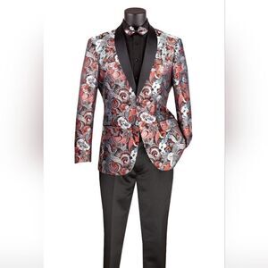 MEN'S VINCI 2 BUTTON MODERN FIT SPORT COAT FLORAL TRI-COLOR PATTERN. BM3